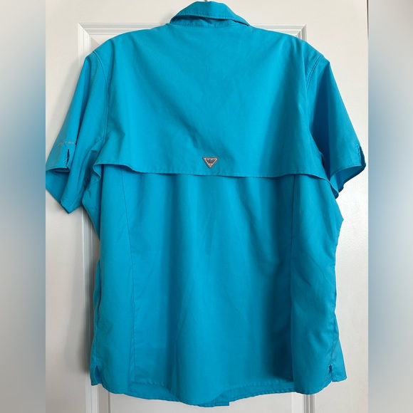 Columbia PFG Omni Shade Hiking Light Blue Button up Snap buttons - Picture 5 of 8